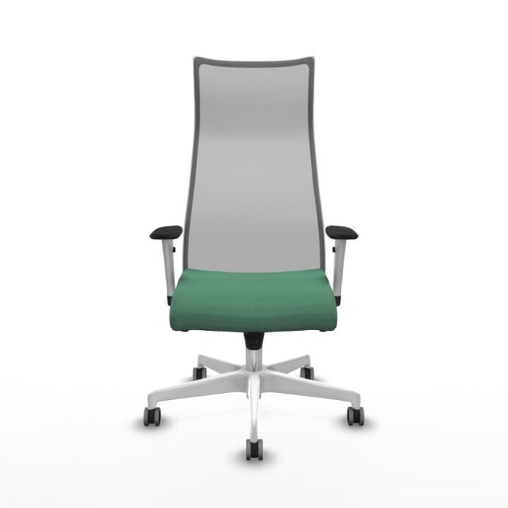 Albacete malla sincro malla gris bali verde esmeralda brazos blancos base blanca ruedas 65mm engomadas