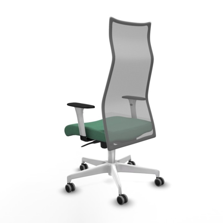 Albacete malla sincro malla gris bali verde esmeralda brazos blancos base blanca ruedas 65mm engomadas