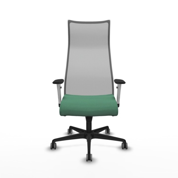 Albacete malla sincro malla gris bali verde esmeralda brazos blancos base nailon ruedas 65mm engomadas