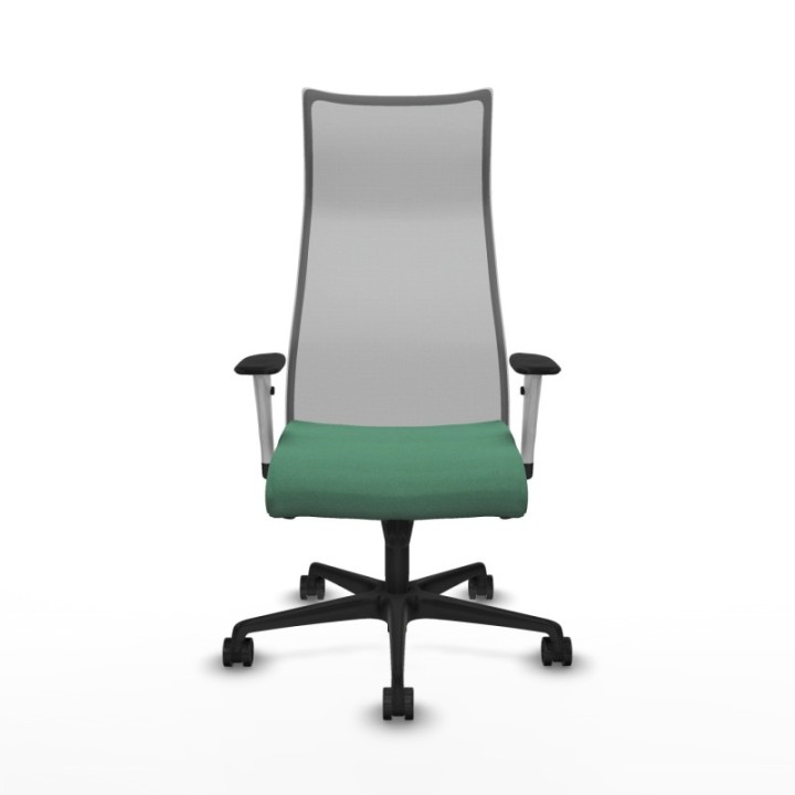 Albacete malla sincro malla gris bali verde esmeralda brazos blancos base nailon ruedas 65 mm nailon