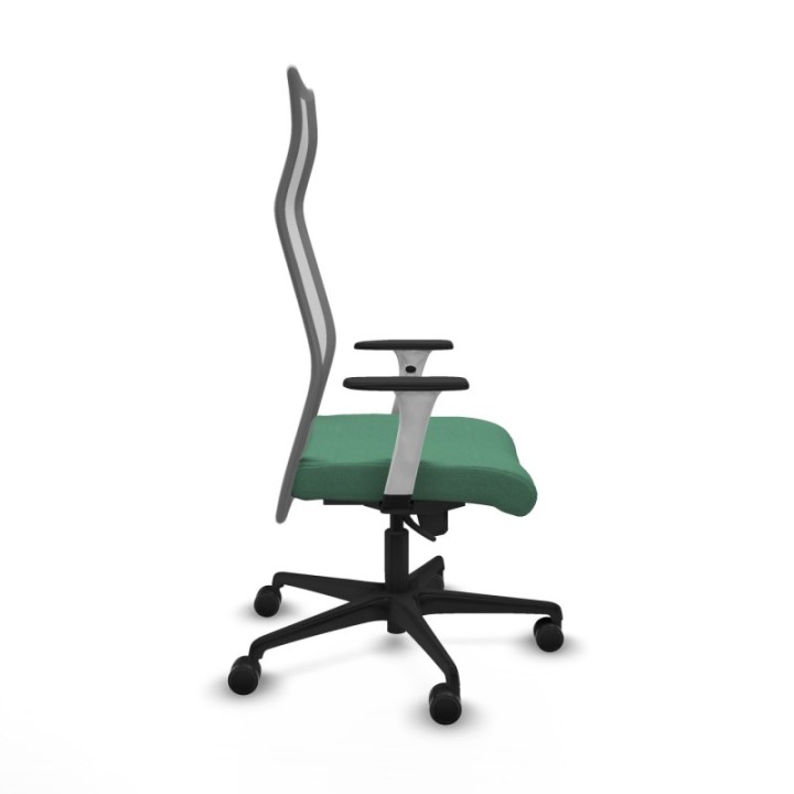 Albacete malla sincro malla gris bali verde esmeralda brazos blancos base nailon ruedas 65 mm nailon