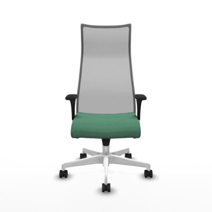 Albacete malla sincro malla gris bali verde esmeralda brazos 1D base blanca ruedas 65 mm nailon