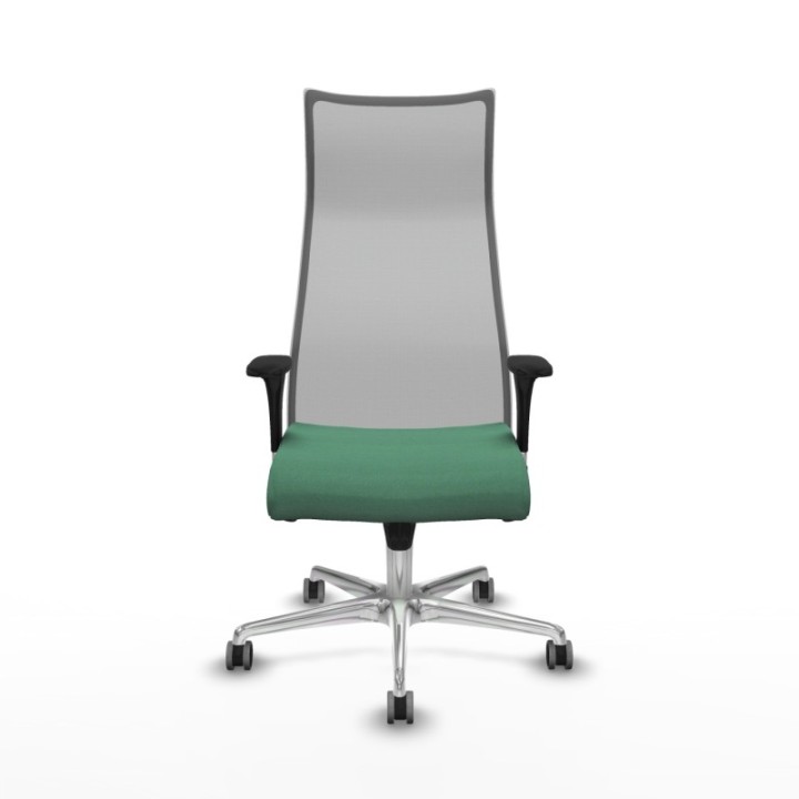 Albacete malla sincro malla gris bali verde esmeralda brazos 1D base aluminio ruedas 65mm engomadas