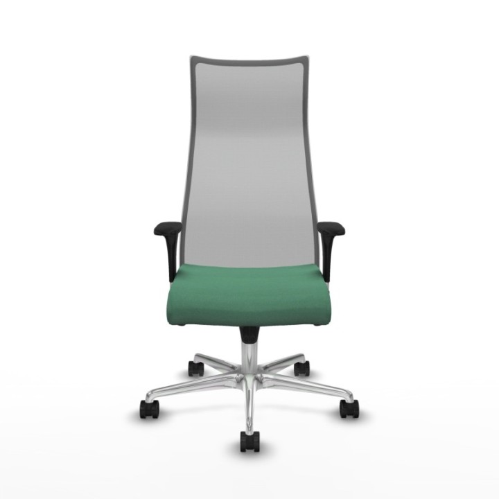 Albacete malla sincro malla gris bali verde esmeralda brazos 1D base aluminio ruedas 65 mm nailon