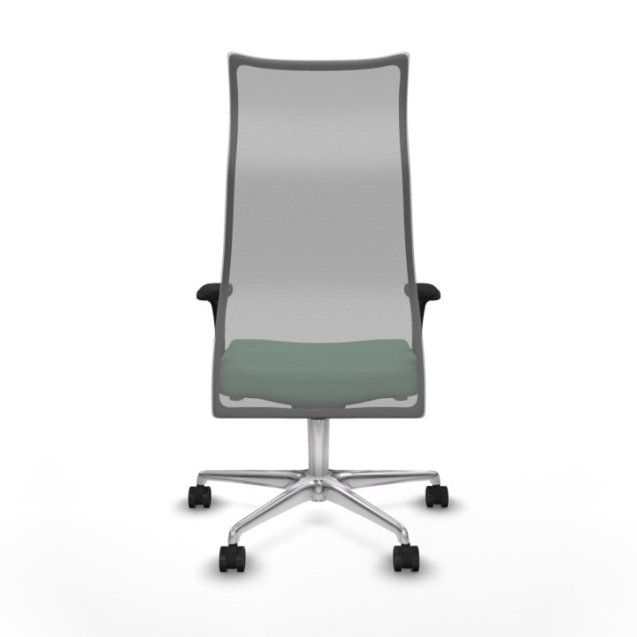 Albacete malla sincro malla gris bali verde esmeralda brazos 1D base aluminio ruedas 65 mm nailon