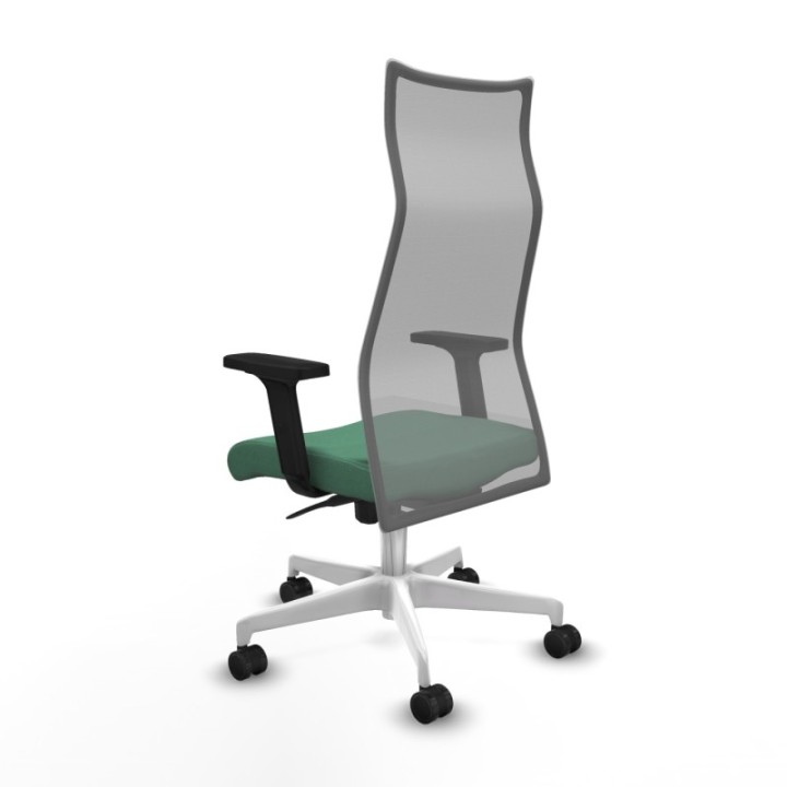 Albacete malla sincro malla gris bali verde esmeralda brazos 2D base blanca ruedas 65 mm nailon