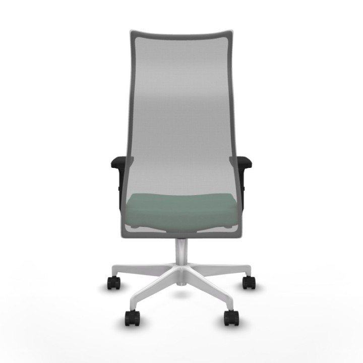 Albacete malla sincro malla gris bali verde esmeralda brazos 2D base blanca ruedas 65 mm nailon