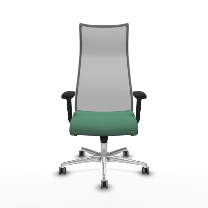 Albacete malla sincro malla gris bali verde esmeralda brazos 2D base aluminio ruedas 65mm engomadas