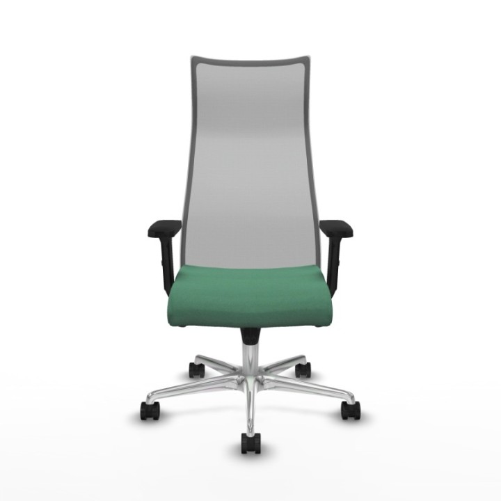 Albacete malla sincro malla gris bali verde esmeralda brazos 2D base aluminio ruedas 65 mm nailon