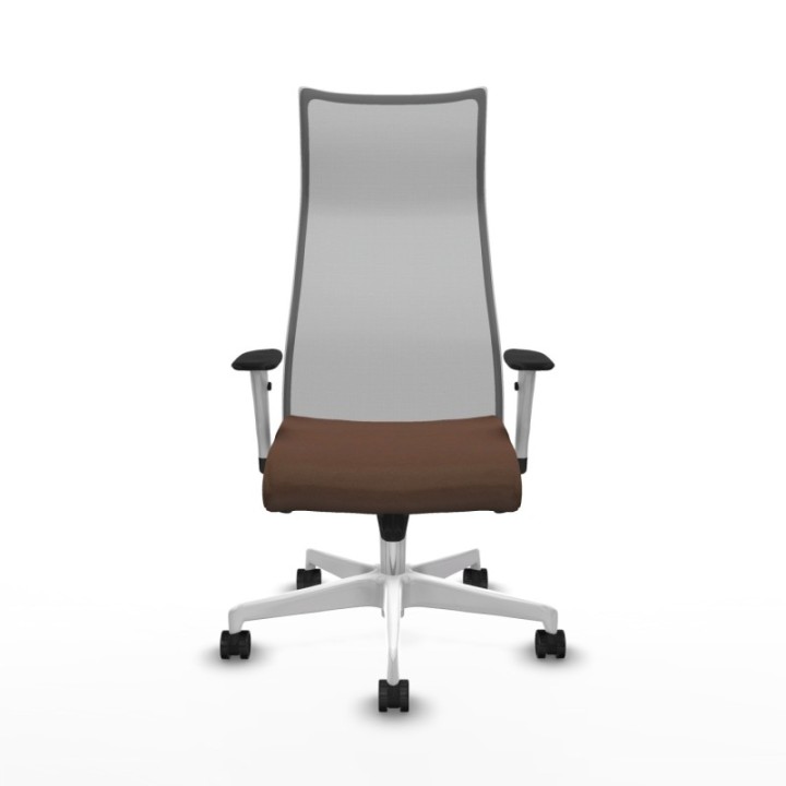 Albacete malla sincro malla gris bali marrón oscuro brazos blancos base blanca ruedas 65 mm nailon