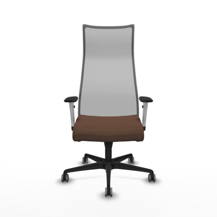 Albacete malla sincro malla gris bali marrón oscuro brazos blancos base nailon ruedas 65mm engomadas