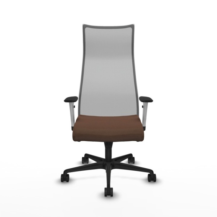 Albacete malla sincro malla gris bali marrón oscuro brazos blancos base nailon ruedas 65 mm nailon