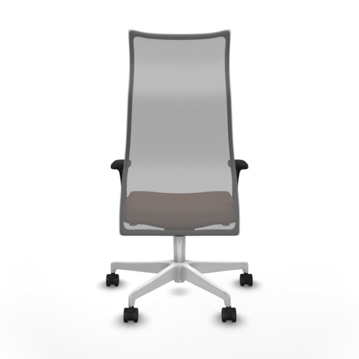 Albacete malla sincro malla gris bali marrón oscuro brazos 1D base blanca ruedas 65 mm nailon