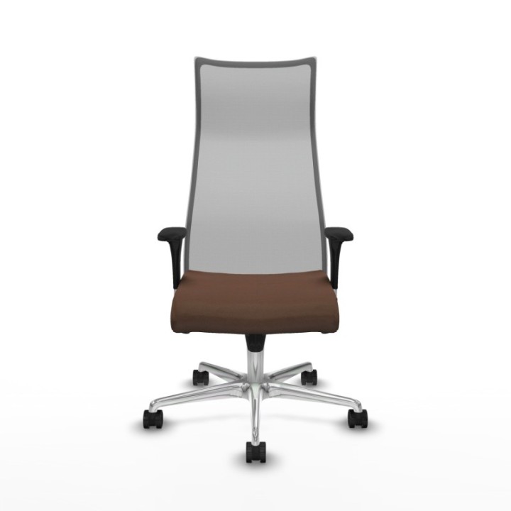 Albacete malla sincro malla gris bali marrón oscuro brazos 1D base aluminio ruedas 65 mm nailon