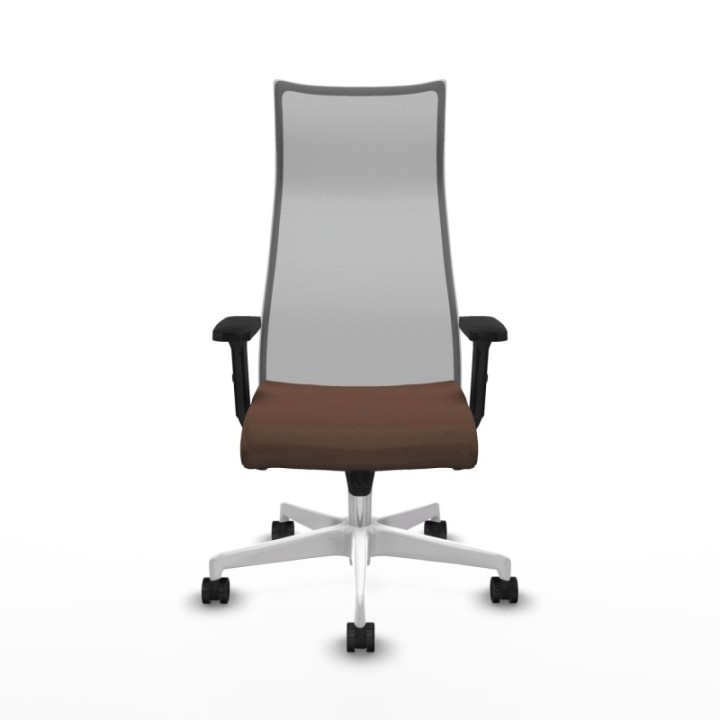 Albacete malla sincro malla gris bali marrón oscuro brazos 2D base blanca ruedas 65 mm nailon