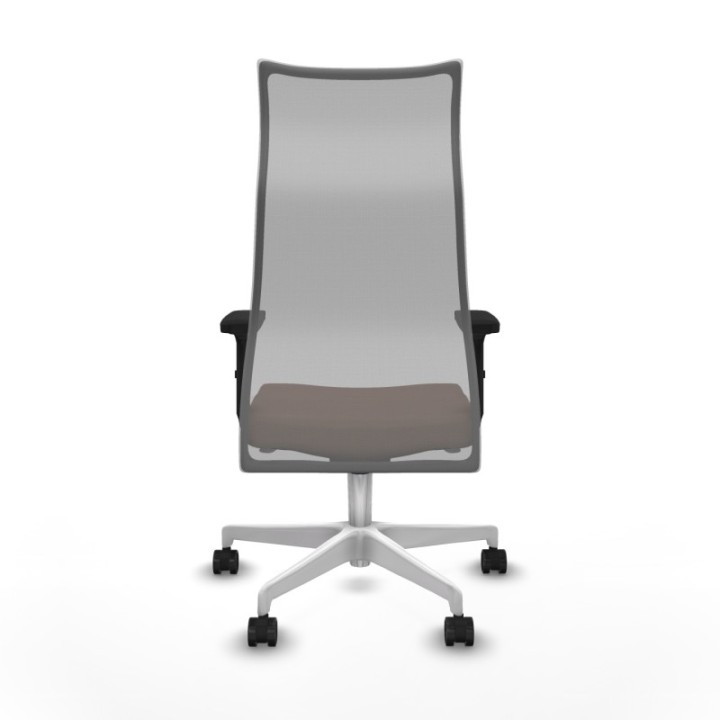 Albacete malla sincro malla gris bali marrón oscuro brazos 2D base blanca ruedas 65 mm nailon