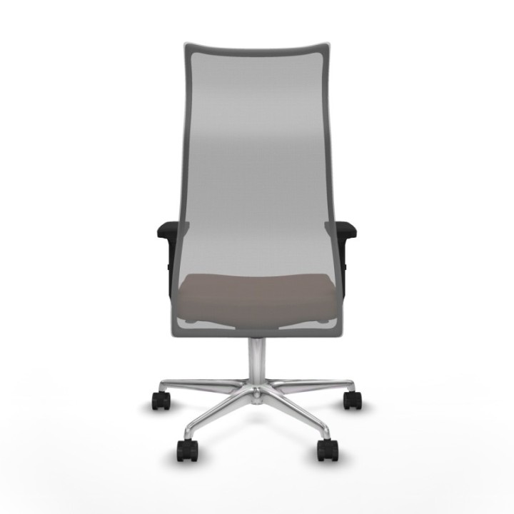 Albacete malla sincro malla gris bali marrón oscuro brazos 2D base aluminio ruedas 65 mm nailon