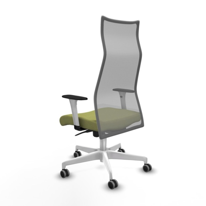 Albacete malla sincro malla gris bali verde oliva brazos blancos base blanca ruedas 65mm engomadas