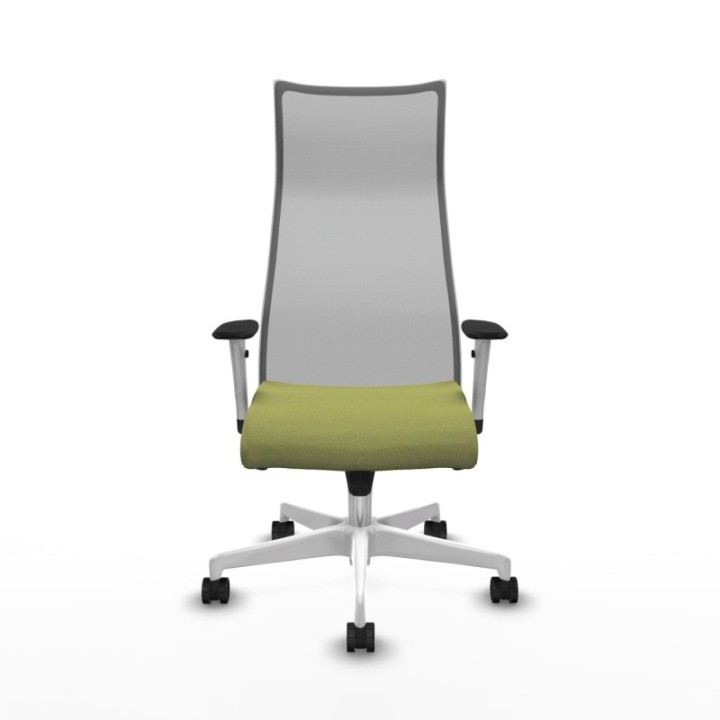 Albacete malla sincro malla gris bali verde oliva brazos blancos base blanca ruedas 65 mm nailon