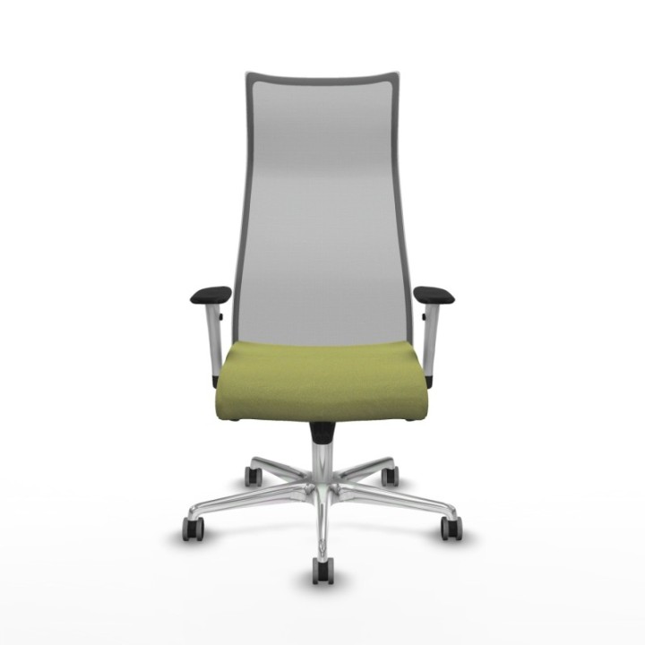 Albacete malla sincro malla gris bali verde oliva brazos blancos base aluminio ruedas 65mm engomadas