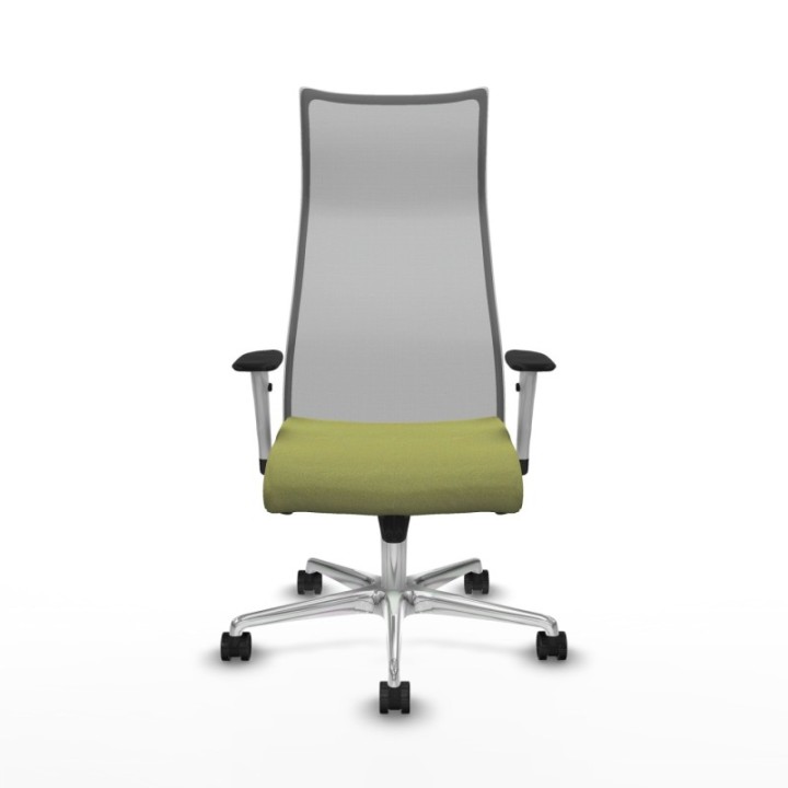 Albacete malla sincro malla gris bali verde oliva brazos blancos base aluminio ruedas 65 mm nailon