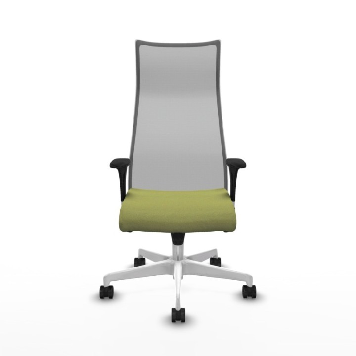 Albacete malla sincro malla gris bali verde oliva brazos 1D base blanca ruedas 65 mm nailon