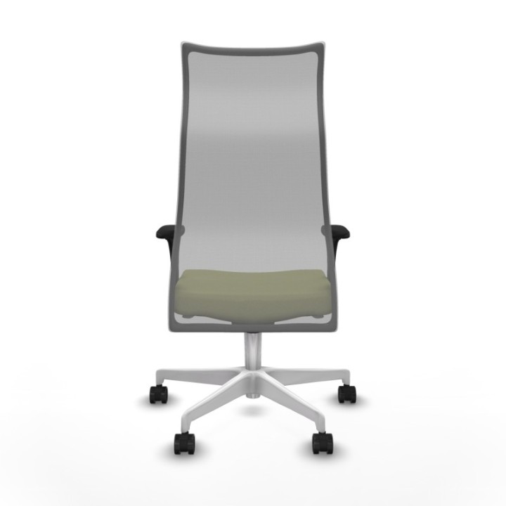 Albacete malla sincro malla gris bali verde oliva brazos 1D base blanca ruedas 65 mm nailon