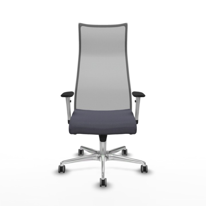 Albacete malla sincro malla gris bali gris oscuro brazos blancos base aluminio ruedas 65mm engomadas