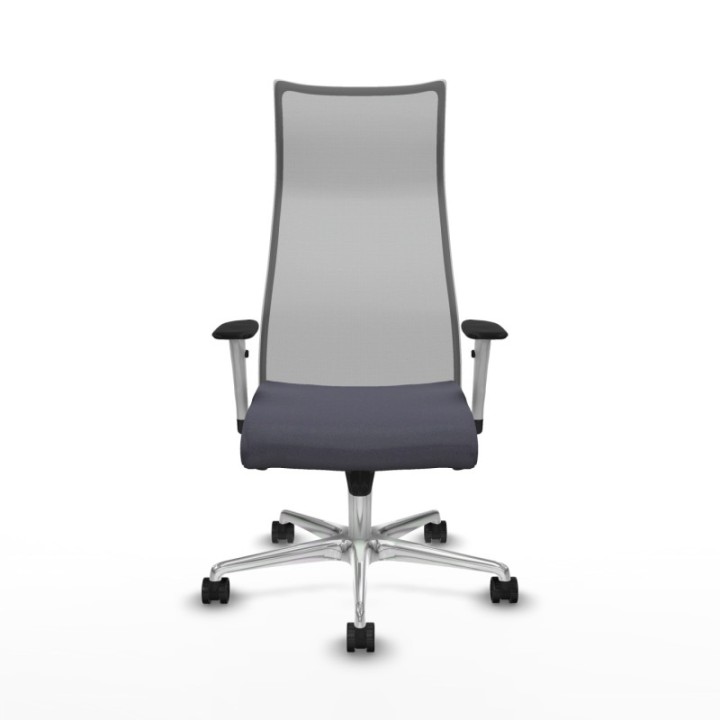 Albacete malla sincro malla gris bali gris oscuro brazos blancos base aluminio ruedas 65 mm nailon