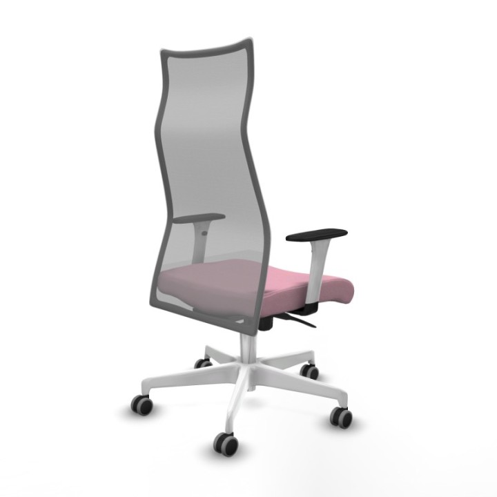 Albacete malla sincro malla gris bali rosa brazos blancos base blanca ruedas 65mm engomadas