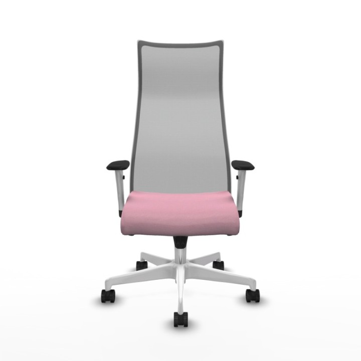 Albacete malla sincro malla gris bali rosa brazos blancos base blanca ruedas 65 mm nailon