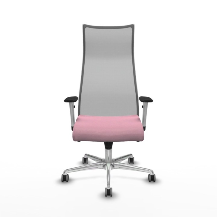 Albacete malla sincro malla gris bali rosa brazos blancos base aluminio ruedas 65mm engomadas