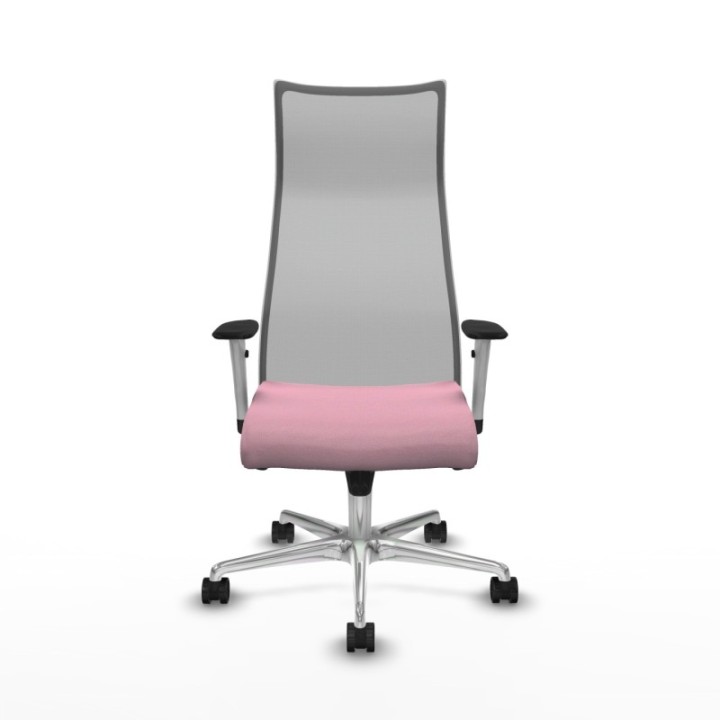 Albacete malla sincro malla gris bali rosa brazos blancos base aluminio ruedas 65 mm nailon