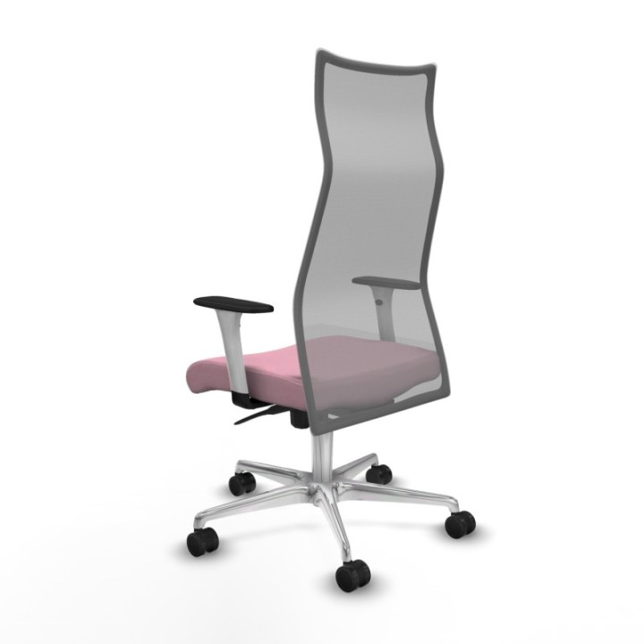 Albacete malla sincro malla gris bali rosa brazos blancos base aluminio ruedas 65 mm nailon