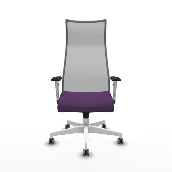 Albacete malla sincro malla gris bali morado brazos blancos base blanca ruedas 65mm engomadas