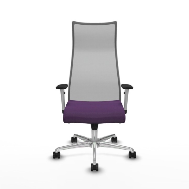 Albacete malla sincro malla gris bali morado brazos blancos base aluminio ruedas 65 mm nailon