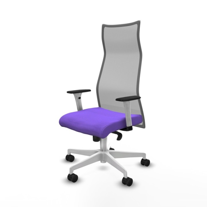 Albacete malla sincro malla gris bali lila brazos blancos base blanca ruedas 65 mm nailon