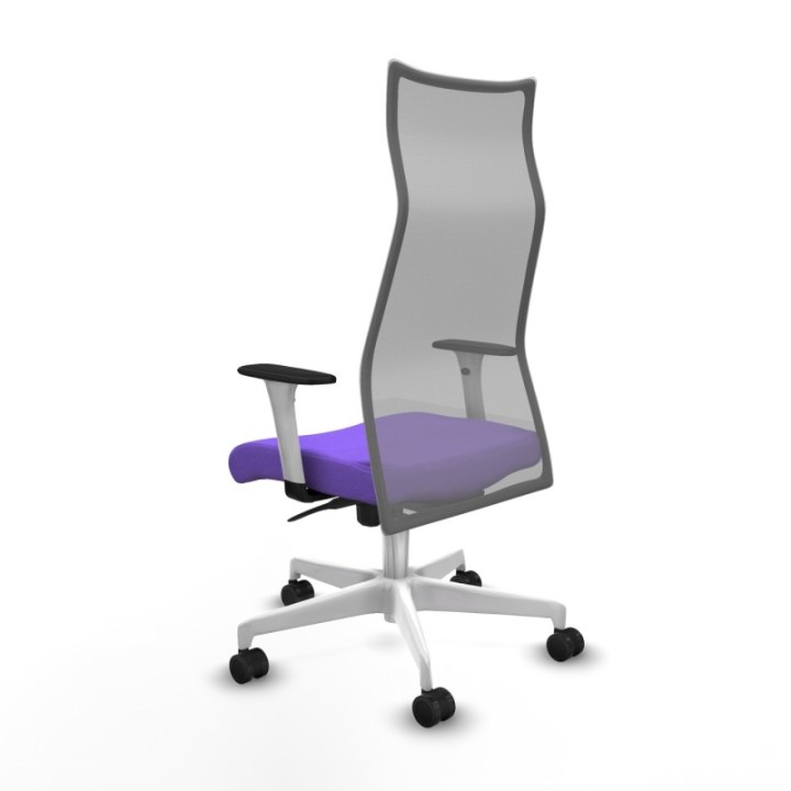 Albacete malla sincro malla gris bali lila brazos blancos base blanca ruedas 65 mm nailon