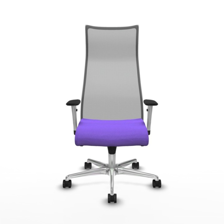 Albacete malla sincro malla gris bali lila brazos blancos base aluminio ruedas 65 mm nailon