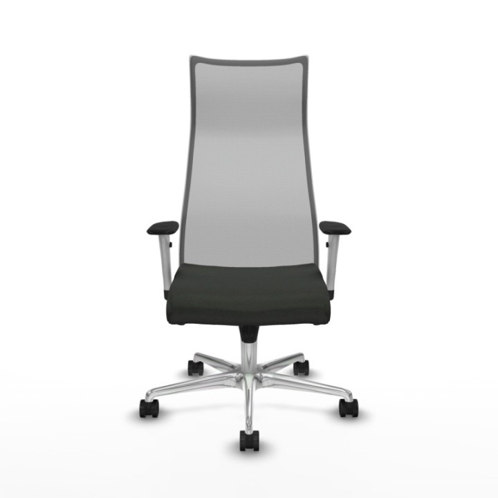 Albacete malla sincro malla gris bali negro brazos blancos base aluminio ruedas 65 mm nailon