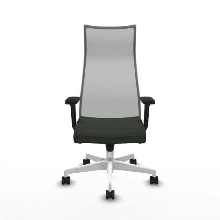 Albacete malla sincro malla gris bali negro brazos 2D base blanca ruedas 65 mm nailon