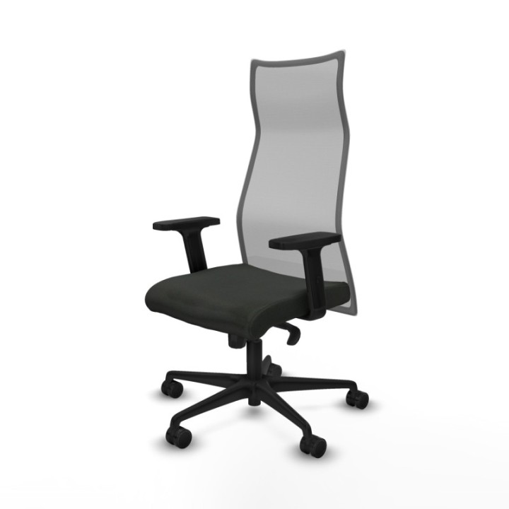 Albacete malla sincro malla gris bali negro brazos 2D base nailon ruedas 65 mm nailon