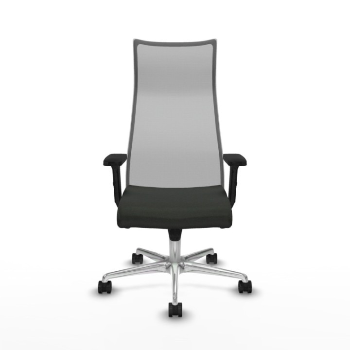 Albacete malla sincro malla gris bali negro brazos 2D base aluminio ruedas 65 mm nailon