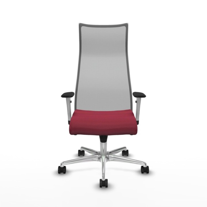 Albacete malla sincro malla gris bali granate brazos blancos base aluminio ruedas 65 mm nailon