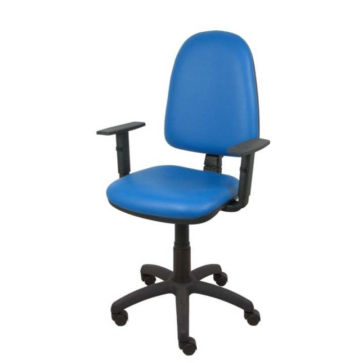 Silla Aýna similpiel azul brazos regulables