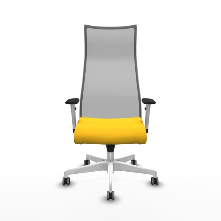 Albacete malla sincro malla gris similpiel amarillo brazos blancos base blanca ruedas 65mm engomadas