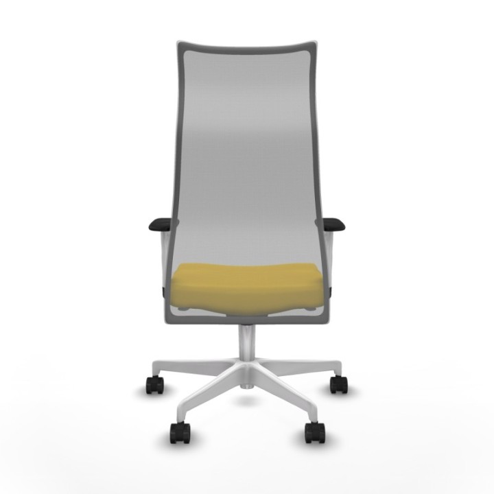 Albacete malla sincro malla gris similpiel amarillo brazos blancos base blanca ruedas 65 mm nailon