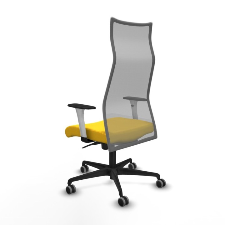 Albacete malla sincro malla gris similpiel amarillo brazos blancos base nailon ruedas 65mm engomadas