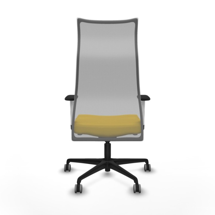 Albacete malla sincro malla gris similpiel amarillo brazos blancos base nailon ruedas 65mm engomadas