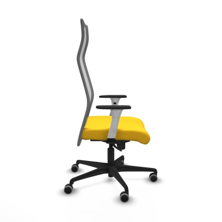 Albacete malla sincro malla gris similpiel amarillo brazos blancos base nailon ruedas 65mm engomadas